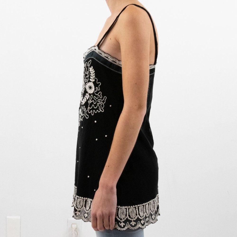Anthropologie 4 Silk Mesh Embroidered Bow Tank Top - Picture 6 of 9